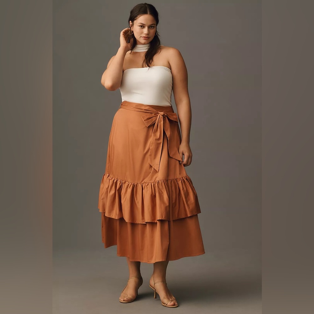 Hutch Asymmetrical Brown Layered Skirt in Plus Size